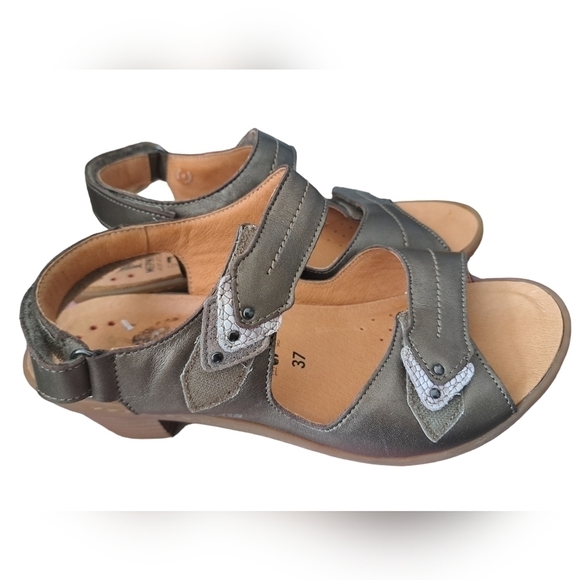 MEPHISTO MOBILS Air relax bronze leather sandals block heel strappy Made France - Picture 3 of 16